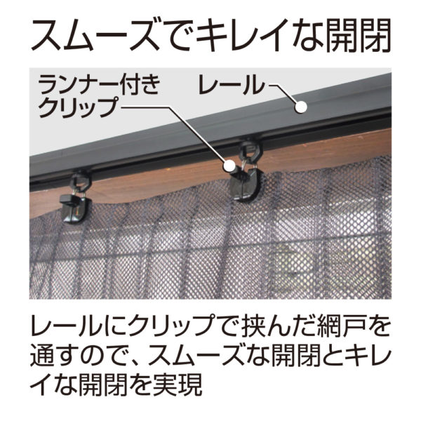 カーテンレールのように開閉スイスイ レール式ドア用アミ戸 - 防犯